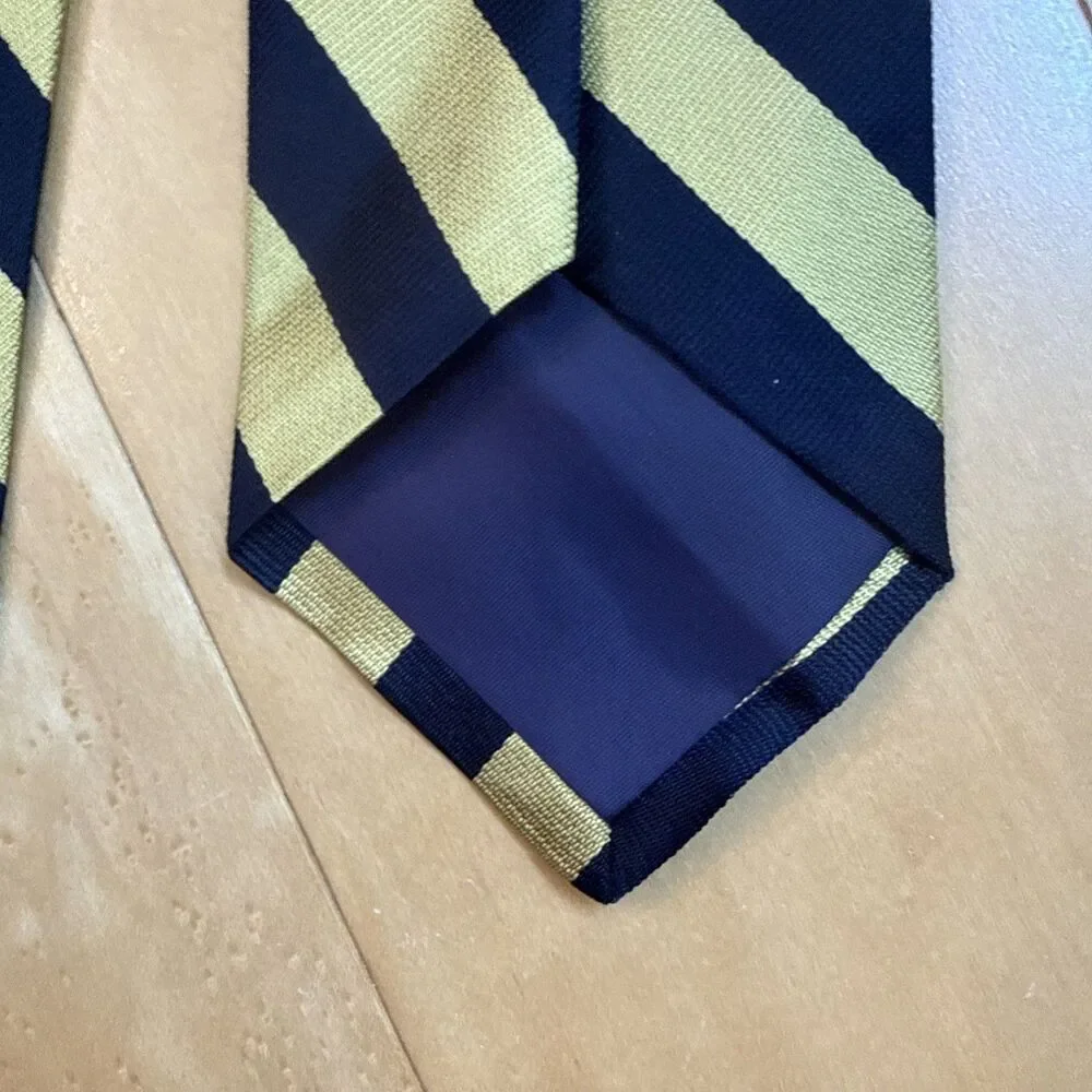 YELLOW STRIPED BERT PULITZER SILK TIE NAVY BLUE